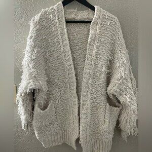 Aaron & Amber Cozy Comfy Textured Knit Cardigan in Cream Size Large